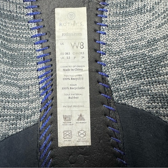 Rothys Birdseye Flats 8 Gray Charcoal Pink Sole Womens Slip On Comfort Shoes - Picture 7 of 10